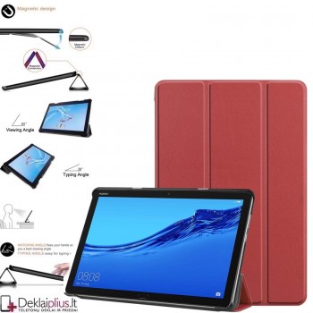 Dirbtinės odos atverčiamas dėklas planšetei - bordo spalvos (Huawei Mediapad T3 10)
